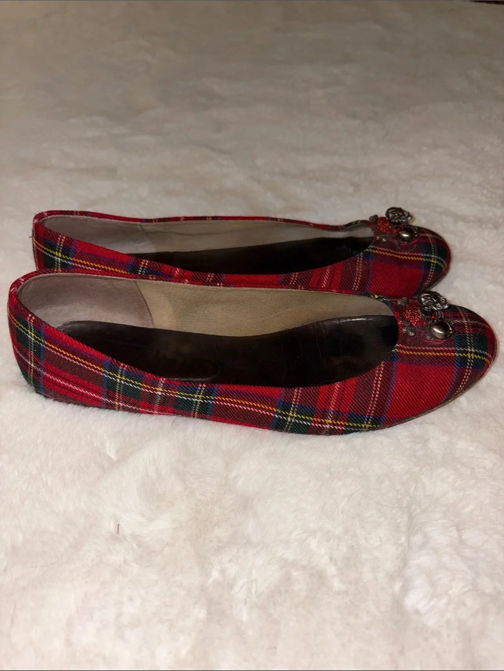 FS/NY French Sole Tartan Plaid Skull Ballet Flats /  9